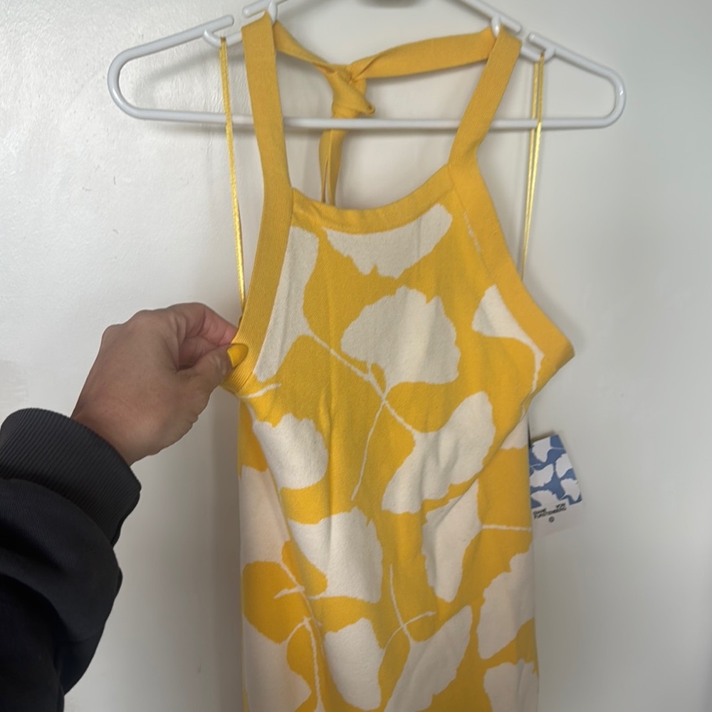 Yellow and White Floral Halter Dress